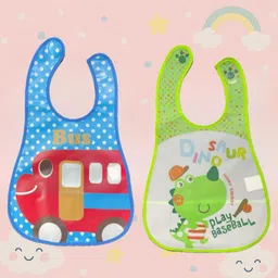 Badal Kidz Plastic Waterproof Baby Feeding Apron with BIB - Blue &Green(Pack of 2)-picture-21