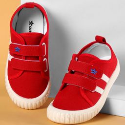 Cute Walk By Babyhug Casual Shoes with Velcro Closure Canvas & Tape Detailing - Red-image-43