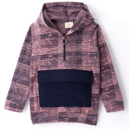 Rikidoos Full Sleeves Abstract Printed Hooded Light Winter Sweatshirt - Rose Pink-picture-46