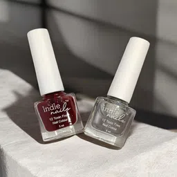 Indie Nails Women Pack of 2 Cherry & Silver High Shine Nail Paint-picture-25