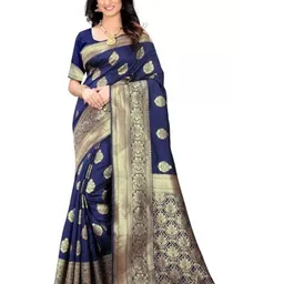 Moda Rapido Woven design Zari Pure Silk Banarasi Saree With Unstitched Blouse Piece-image-50