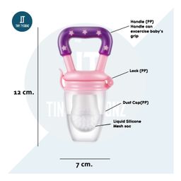 Tiny Tycoonz Combo of Fruit And Food Nibbler Spoon Feeder and Rattle Teether- Pink image 3