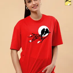 TQH Women Pack of 2 Graphic Printed Round Neck Oversized T-shirts-picture-36