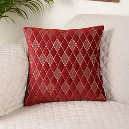MONKDECOR Maroon Velvet Square Cushion Covers-image-7