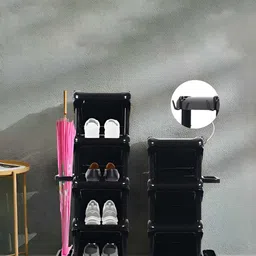 Myntra Elegant Homes Black 5-Tier Side Hooks Foldable Shoe Rack image 4