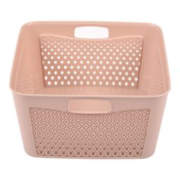 Kuber Industries Netted Design Unbreakable Multipurpose Square Shape Storage Baskets Pack of 3 - Baby Pink image 5