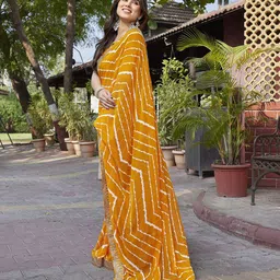 Nirmohi Fashion Striped Embroidered Sequinned Pure Georgette Saree-picture-54