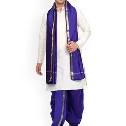 RAMESHWARAM FABRICS Men Solid Kurta with Dhoti Pant & Dupatta-35