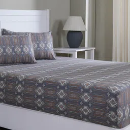 MASPAR Printed Cotton 144TC Double Bed Fitted Bedsheet With 2 Pillow Case 1.83 x 1.98 m-image-48