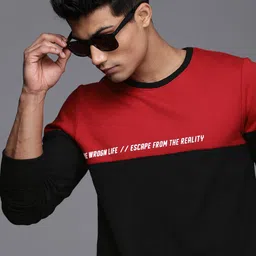 WROGN Men Red & Black Colourblocked Slim Fit Sweatshirt-picture-40