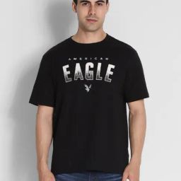 American Eagle Men Black Elevated Logo Graphic T-Shirt-image-49