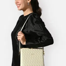LAVIE LUXE Off White Quilted Medium Shoulder Bag-image-100