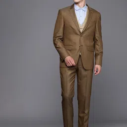 Louis Philippe Men Brown Solid Single-Breaster Slim Fit Suit-picture-27