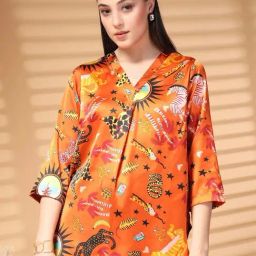 Melon By plusS Orange Printed Top-image-17