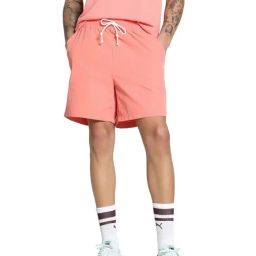 Puma Mmq Pink Relaxed Fit Solid Shorts-image-71