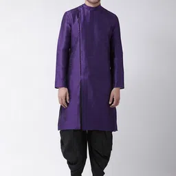 DEYANN Men Purple & Black Solid Kurta with Patiala-image-52