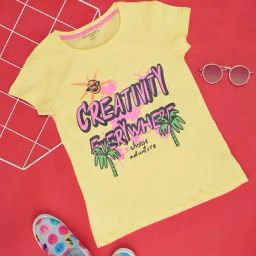 Pantaloons Junior Yellow Cotton Printed T-Shirt-image-40