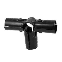 BIS Metal Black T-Shape 90 Degree Lean Tube Connector Pipe Clamp for 28 mm Hole Dia, TS-3-6
