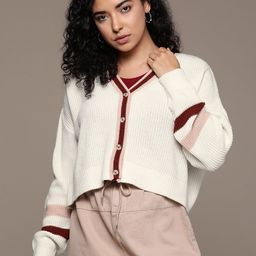 The Roadster Lifestyle Co. Contrast Tipping Cardigan-image-7