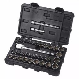 Westward Socket Wrench Set Chrome 12 Point 1/4 - 1 inch, 53PN34-38