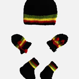 Woonie Unisex Kids Black Knitted Baby Apparel Gift Set-image-60