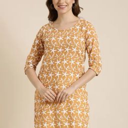 SHOWOFF Mustard Embroidered Kurti-45