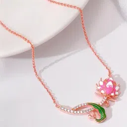 GIVA 925 Silver Rose Gold Brilliant Brahma Kamal Necklace-image-83