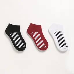 THE BEAR HOUSE Men Pack of 3 Assorted Striped Ankle Length Socks-9