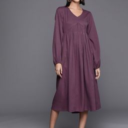 Varanga Women Puff Sleeve Midi  Empire Dress-picture-21