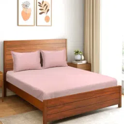 Saral Home Sheen Shine Pink 300 TC Cotton King Bedsheet with 2 Pillow Covers-image-71