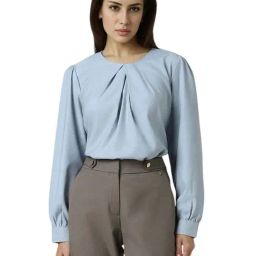 Van Heusen Blue Solid Top-image-12