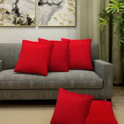 Klotthe Red Cotton Cushion Covers - Set of 5-picture-11