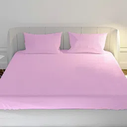 MAYFAIR HOMES LONDON Pink Solid 144 TC Cotton 1 King Bedsheet with 2 Pillow Covers-19