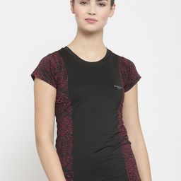 Boston Club Women Black Colourblocked Round Neck T-shirt-image-73