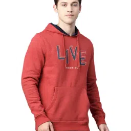 ALCIS Red Regular Fit Printed Hooded Sweatshirt-image-40