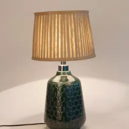 Fabindia Teal Ceramic Table Lamp without Shade - Set of 1-20