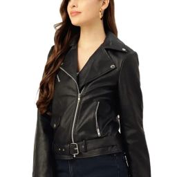 Leather Retail Black Regular Fit Jacket-image-40