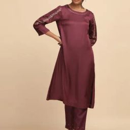 Folksong By W Purple Embellished A Line Kurta-image-44