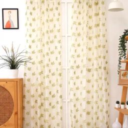 Ariana Crown Sheer Olive Green & Beige Polyester Door Curtain - Single Piece-image-20