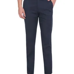 Arrow Navy Blue Regular Fit Striped Trousers-picture-10