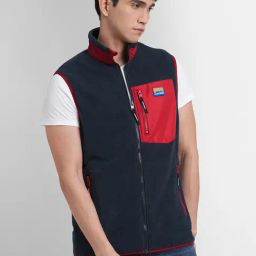 Jack & Jones Navy Blue & Red Regular Fit Colour Block Jacket-image-25
