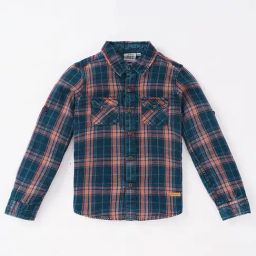 Ed-a-Mamma Kids Blue Cotton Chequered Full Sleeves Shirts-image-73