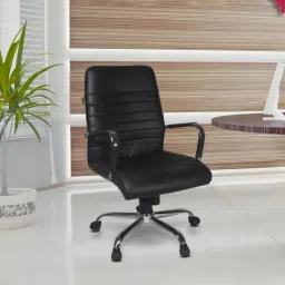 Adiko Systems Black Leatherette Medium Back Executive Chair-picture-16
