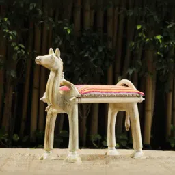 Home4U Arvaki Stripes Multicolor Mango Wood Side Stool-picture-11