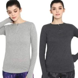 Appulse Grey Melange & Charcoal Cotton T-Shirt - Pack of 2-image-99