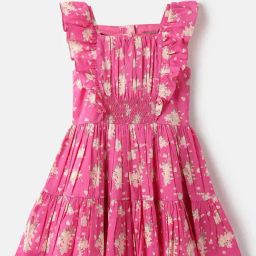 United Colors of Benetton Kids Magenta Floral Print Dress-image-85