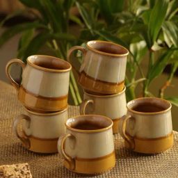 ExclusiveLane 'Silver Gold Dusk' Tea & Coffee Cups Dual-Glazed Studio Pottery In Ceramic (Set Of 6)-image-32