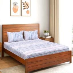 Saral Home Rive Blue 200 TC Microfiber Soft Queen Bedsheet with 2 Pillow Covers-image-64