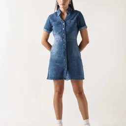 Bewakoof Blue Regular Fit Dress-picture-4