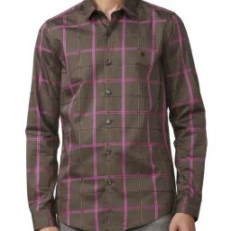 Simon Carter London Brown Checks Slim Fit Shirt-image-66